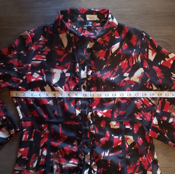 L, Red & Black with Lace & Ruffle Laura Blouse - Picture 6 of 11